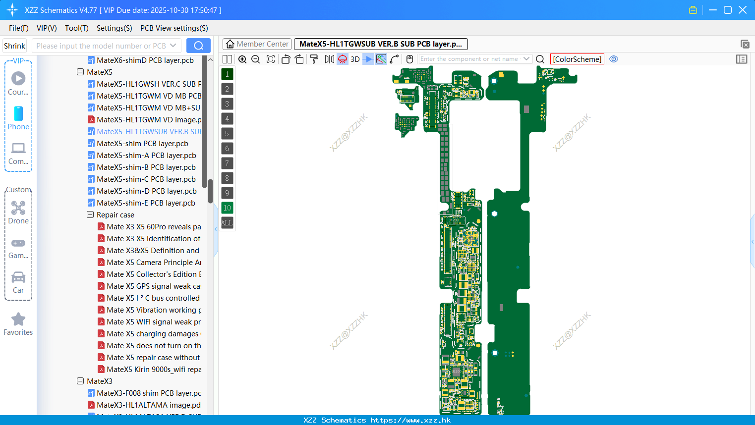 Huawei MateX5-HL1TGWSUB VER.B SUB PCB Layer
